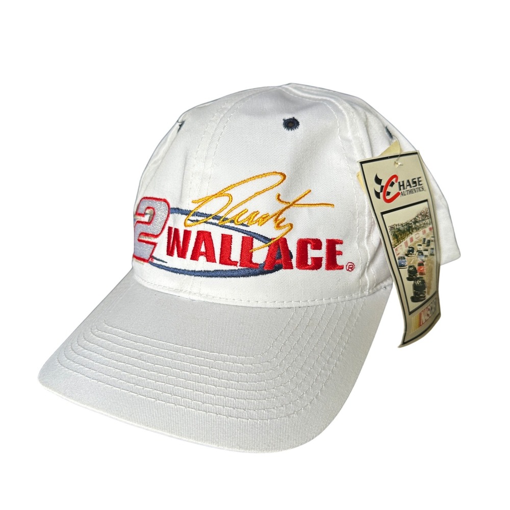 Vintage Chase Authentics NASCAR Rusty Wallace 2 Snapback Hat White NWT Deadstock